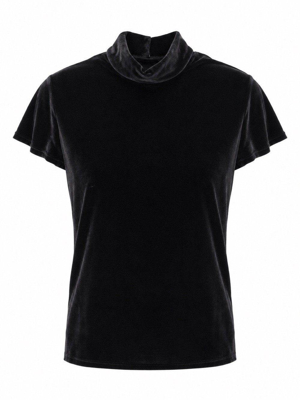 Talbots Black Velvet Mock Neck Short Sleeve Top Women’s Small